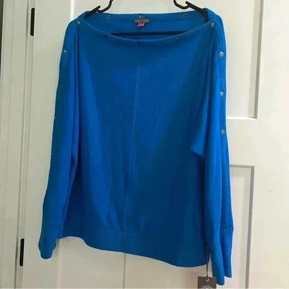 Vince Camuto Cozy Dolman Sleeve Sweater in Metro Blue size medium new - Picture 1 of 12